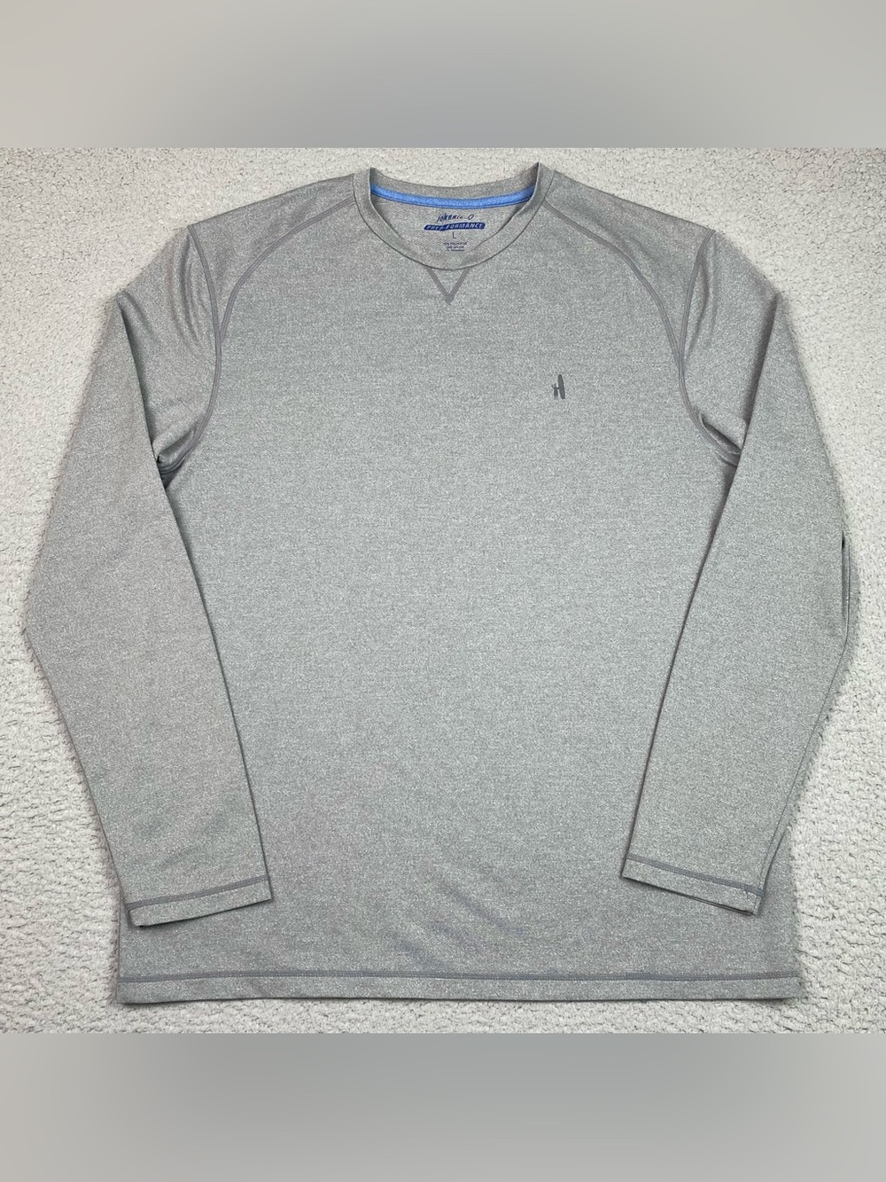 Johnnie O Long Sleeve Shirt Men's Size L Performance Stretch Gray Golf Large EUC